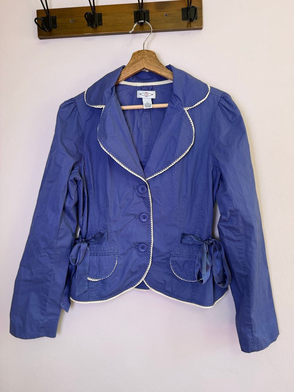 Sitwell Anthropologie Y2K Blue Cotton Jacket Blazer Coquette Size 10